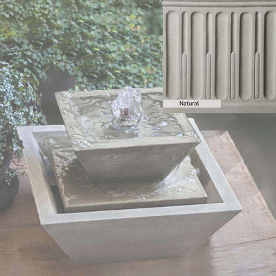 Natural Patina for the Campania International M-Series Kenzo Fountain is unstained cast stone the brightest and whitest that ages over time.