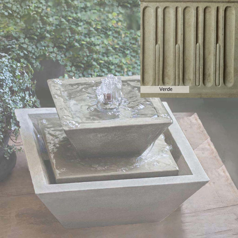 Verde Patina for the Campania International M-Series Kenzo Fountain, green and gray come together in a soft tone blended into a soft green.