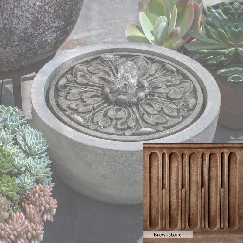 Brownstone Patina for the Campania International M-Series Medallion Fountain, brown blended with hints of red and yellow, works well in the garden.