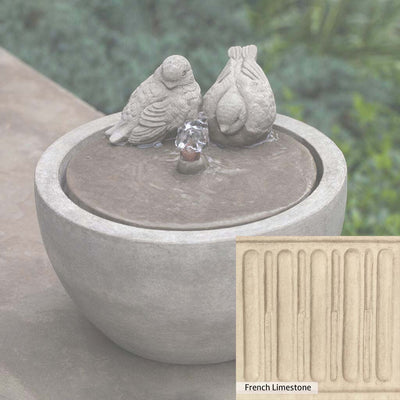 French Limestone Patina for the Campania International M-Series Bird Fountain, old-world creamy white with ivory undertones.