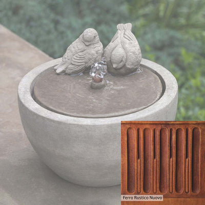 Ferro Rustico Nuovo Patina for the Campania International M-Series Bird Fountain, red and orange blended in this striking color for the garden.