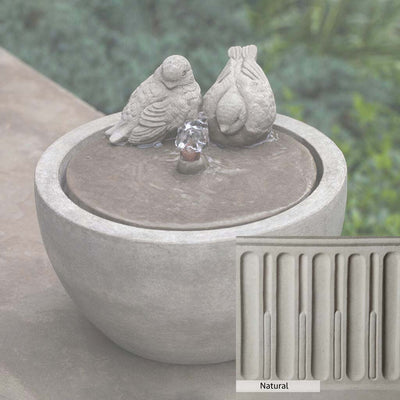 Natural Patina for the Campania International M-Series Bird Fountain is unstained cast stone the brightest and whitest that ages over time.
