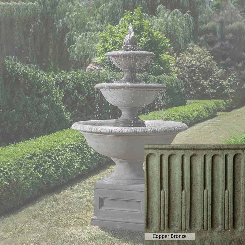 Copper Bronze Patina for the Campania International Monteros Fountain, blues and greens blended into the look of aged copper.
