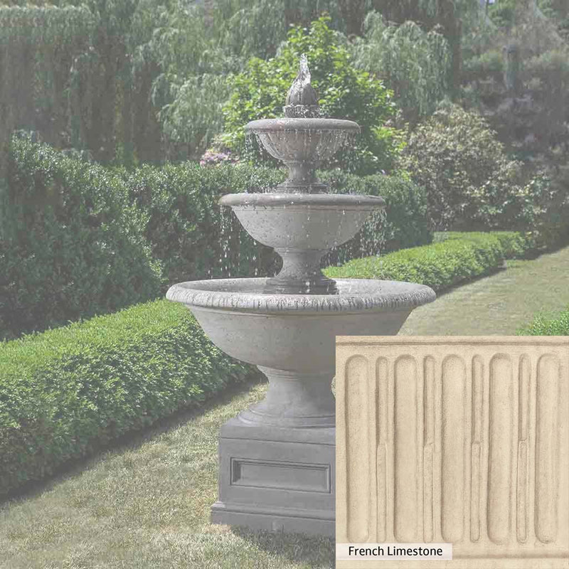 French Limestone Patina for the Campania International Monteros Fountain, old-world creamy white with ivory undertones.