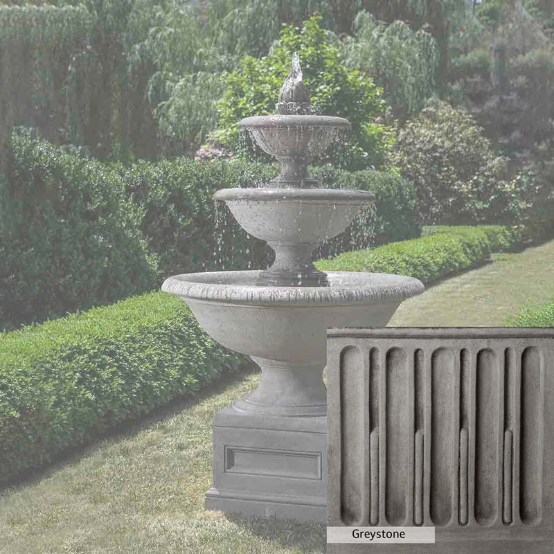 Greystone Patina for the Campania International Monteros Fountain, a classic gray, soft, and muted, blends nicely in the garden.