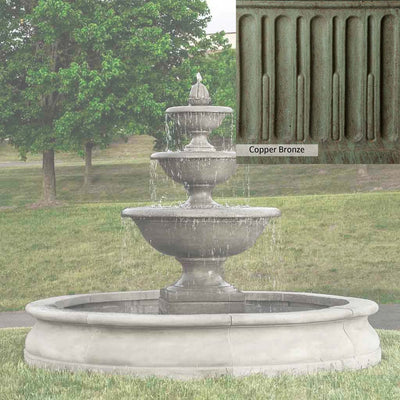 Copper Bronze Patina for the Campania International Monteros Fountain in Basin, blues and greens blended into the look of aged copper.