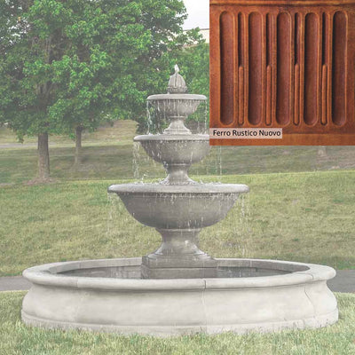 French Limestone Patina for the Campania International Monteros Fountain in Basin, old-world creamy white with ivory undertones.