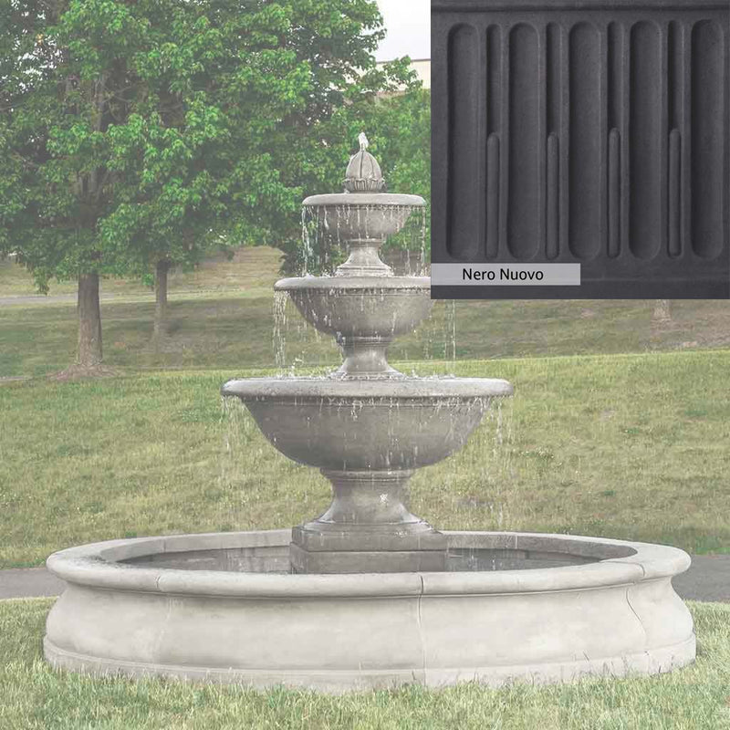 Nero Nuovo Patina for the Campania International Monteros Fountain in Basin, bold dramatic black patina for the garden.