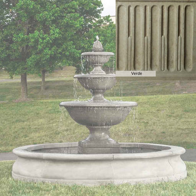 Verde Patina for the Campania International Monteros Fountain in Basin, green and gray come together in a soft tone blended into a soft green.