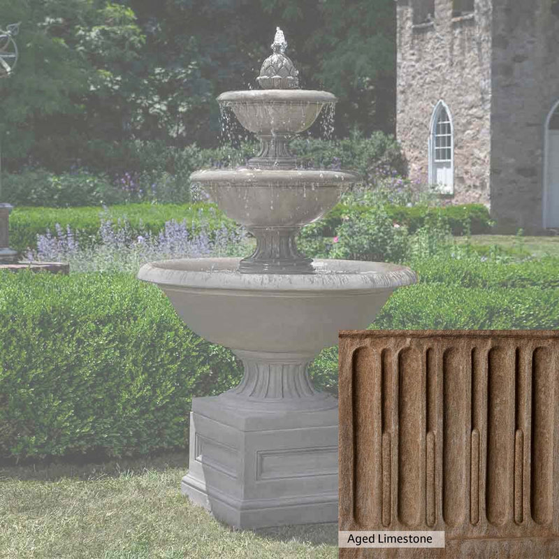 Aged Limestone Patina for the Campania International Fonthill Fountain, brown, orange, and green for an old stone look.