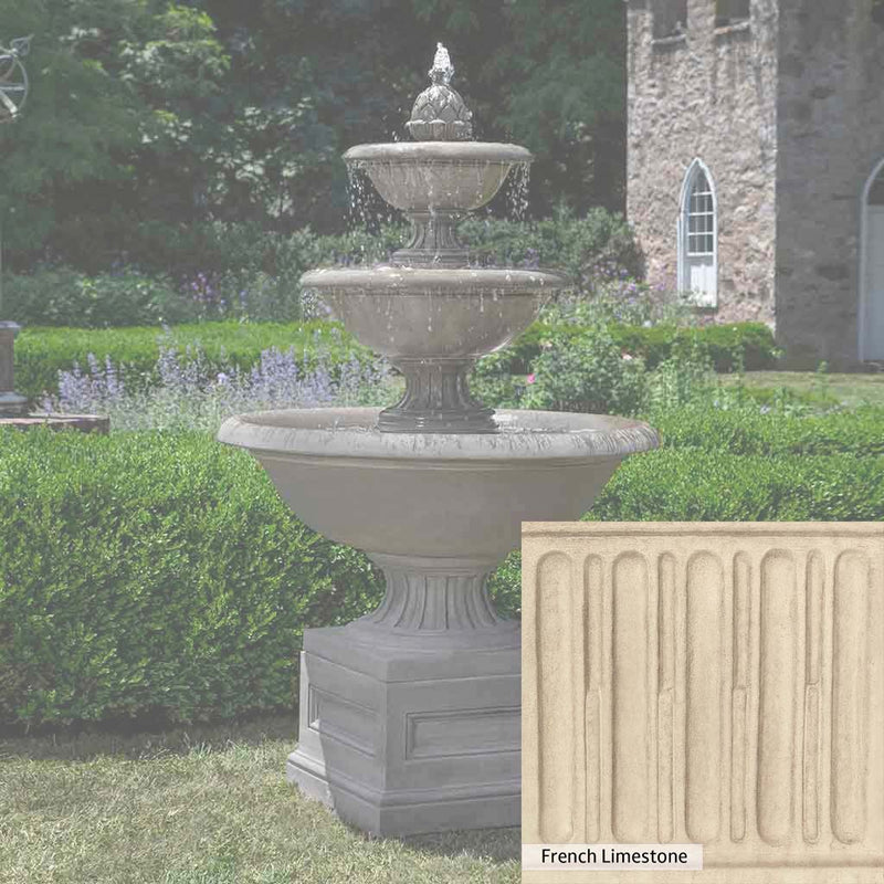French Limestone Patina for the Campania International Fonthill Fountain, old-world creamy white with ivory undertones.