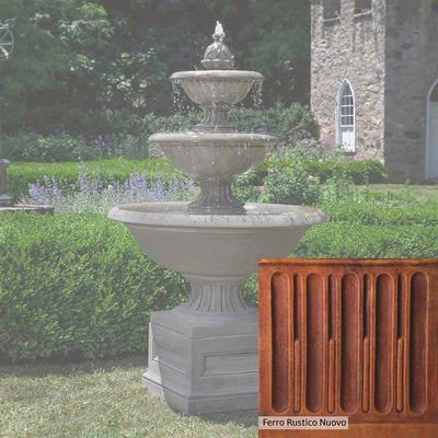 Ferro Rustico Nuovo Patina for the Campania International Fonthill Fountain, red and orange blended in this striking color for the garden.