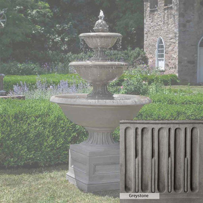 Greystone Patina for the Campania International Fonthill Fountain, a classic gray, soft, and muted, blends nicely in the garden.