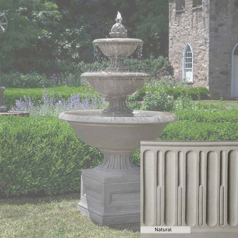 Natural Patina for the Campania International Fonthill Fountain is unstained cast stone the brightest and whitest that ages over time.