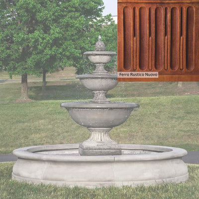 Ferro Rustico Nuovo Patina for the Campania International Fonthill Fountain in Basin, red and orange blended in this striking color for the garden.