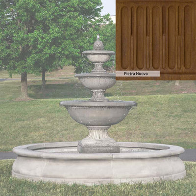 Pietra Nuova Patina for the Campania International Fonthill Fountain in Basin, a rich brown blended with black and orange.