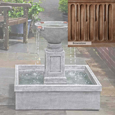 Brownstone Patina for the Campania International Rittenhouse Fountain, brown blended with hints of red and yellow, works well in the garden.