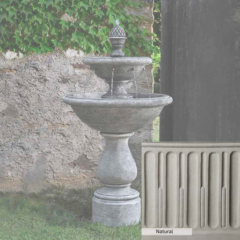 Natural Patina for the Campania International Charente Fountain is unstained cast stone the brightest and whitest that ages over time.