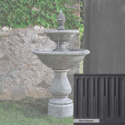 Nero Nuovo Patina for the Campania International Charente Fountain, bold dramatic black patina for the garden.