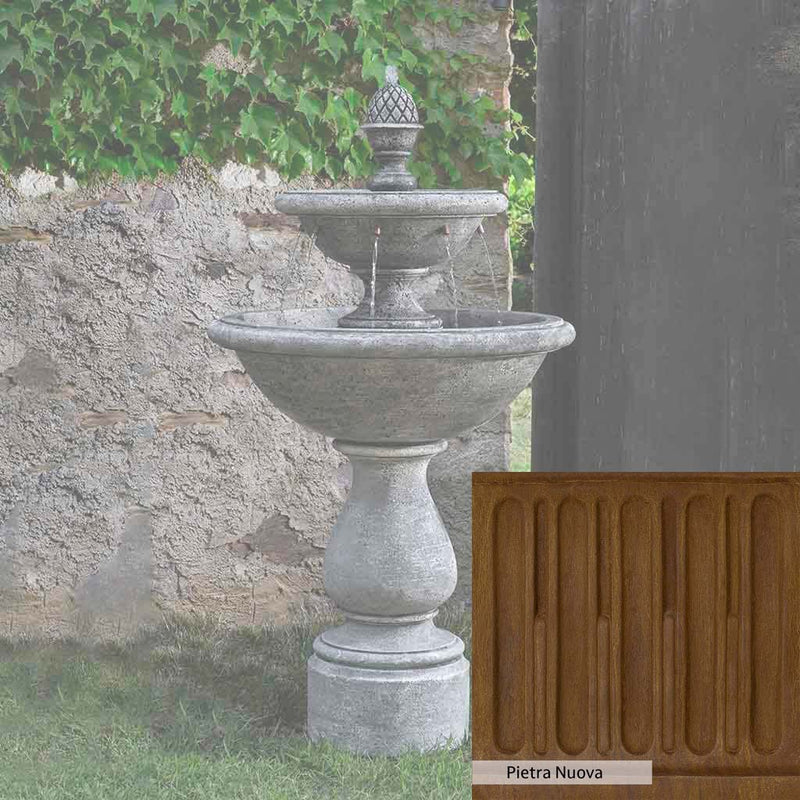Pietra Nuova Patina for the Campania International Charente Fountain, a rich brown blended with black and orange.