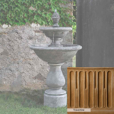 Travertine Patina for the Campania International Charente Fountain, soft yellows, oranges, and brown for an old-word garden.