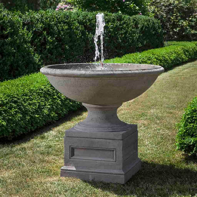 Campania International Condotti Fountain, adding interest to the garden with the sound of water. This fountain is shown in the Alpine Stone Patina.