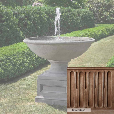 Brownstone Patina for the Campania International Condotti Fountain, brown blended with hints of red and yellow, works well in the garden.
