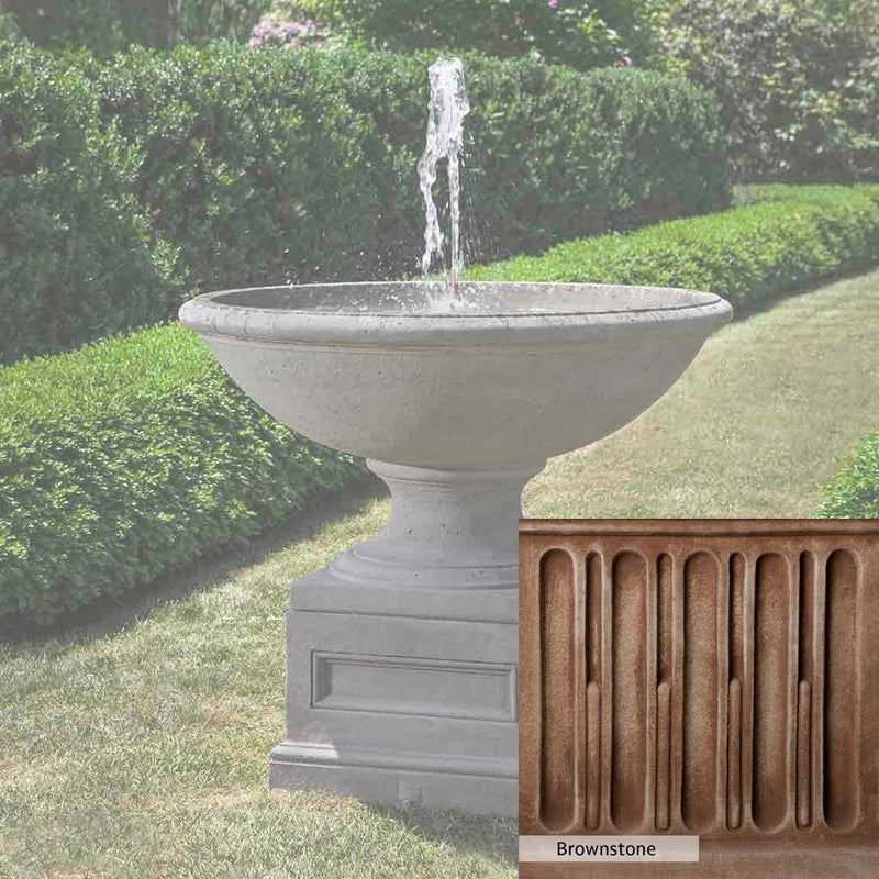 Brownstone Patina for the Campania International Condotti Fountain, brown blended with hints of red and yellow, works well in the garden.