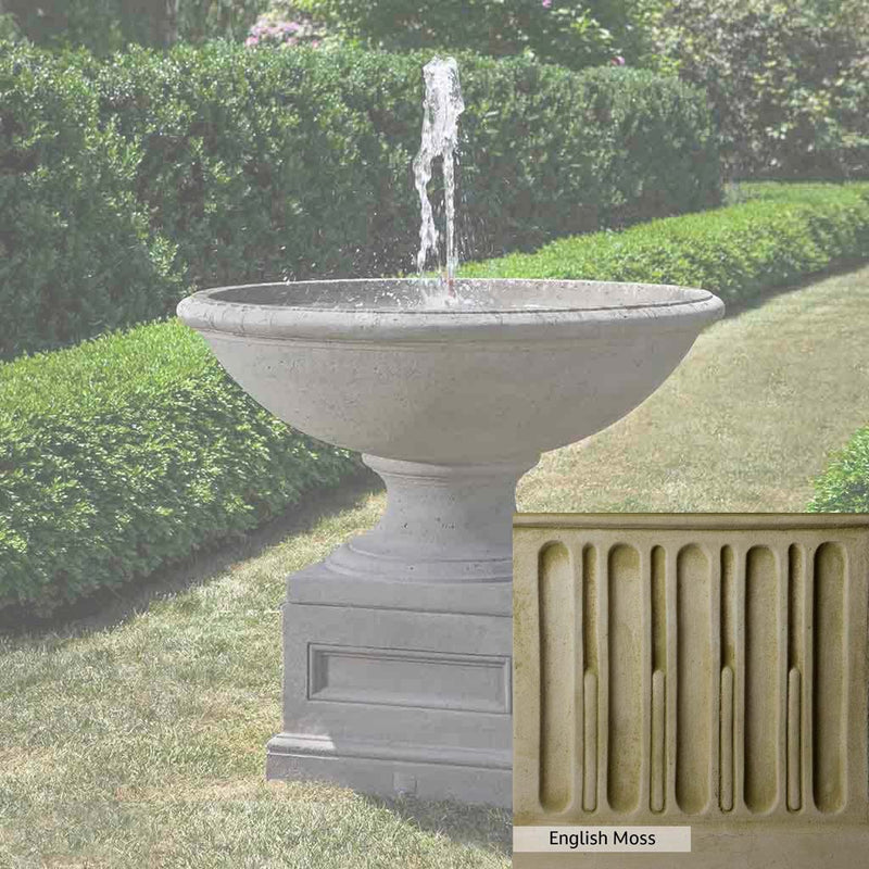 English Moss Patina for the Campania International Condotti Fountain, green blended into a soft pallet with a light undertone of gray.