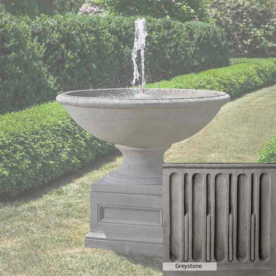 Greystone Patina for the Campania International Condotti Fountain, a classic gray, soft, and muted, blends nicely in the garden.