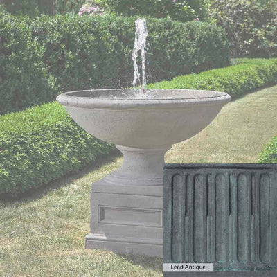Lead Antique Patina for the Campania International Condotti Fountain, deep blues and greens blended with grays for an old-world garden.