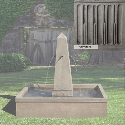 Greystone Patina for the Campania International St. Remy Fountain, a classic gray, soft, and muted, blends nicely in the garden.