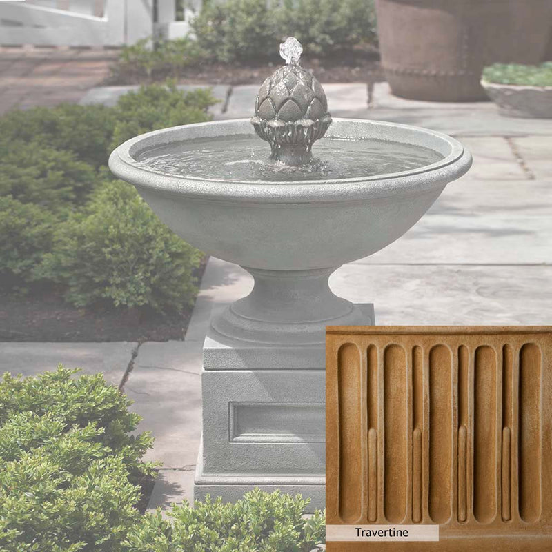 Travertine Patina for the Campania International Williamsburg Chiswell Fountain, soft yellows, oranges, and brown for an old-word garden.