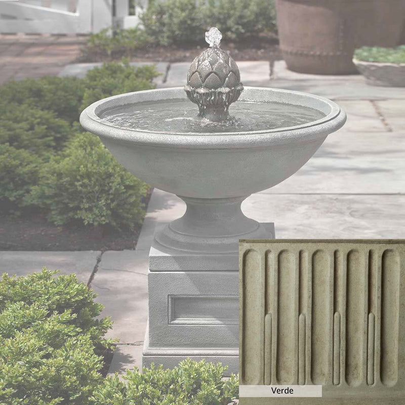 Verde Patina for the Campania International Williamsburg Chiswell Fountain, green and gray come together in a soft tone blended into a soft green.