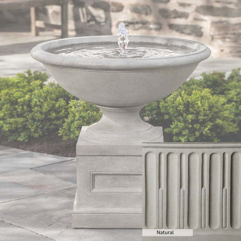 Natural Patina for the Campania International Aurelia Fountain is unstained cast stone the brightest and whitest that ages over time.