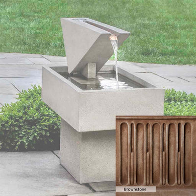 Brownstone Patina for the Campania International Triad Fountain, brown blended with hints of red and yellow, works well in the garden.