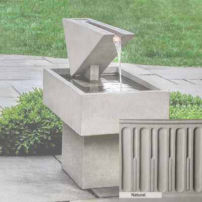 Natural Patina for the Campania International Triad Fountain is unstained cast stone the brightest and whitest that ages over time.