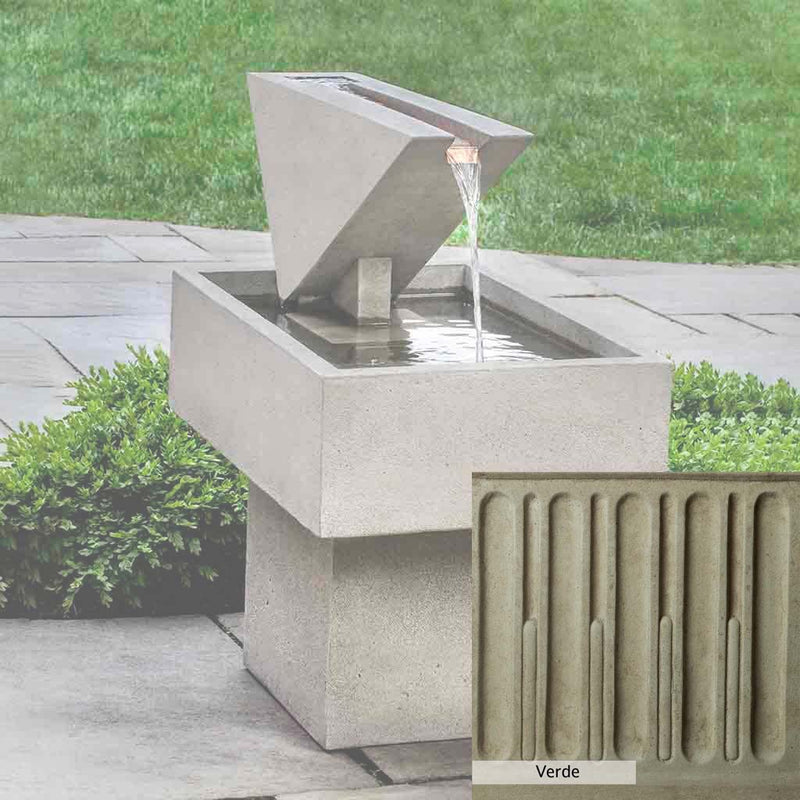 Verde Patina for the Campania International Triad Fountain, green and gray come together in a soft tone blended into a soft green.