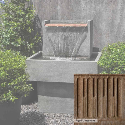Aged Limestone Patina for the Campania International Falling Water Fountain I, brown, orange, and green for an old stone look.