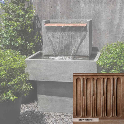 Brownstone Patina for the Campania International Falling Water Fountain I, brown blended with hints of red and yellow, works well in the garden.