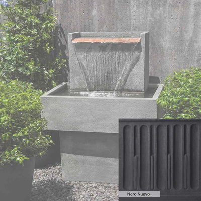 Nero Nuovo Patina for the Campania International Falling Water Fountain I, bold dramatic black patina for the garden.
