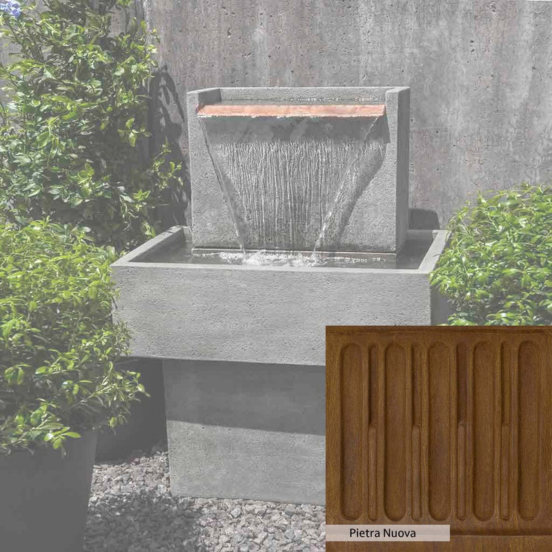 Pietra Nuova Patina for the Campania International Falling Water Fountain I, a rich brown blended with black and orange.