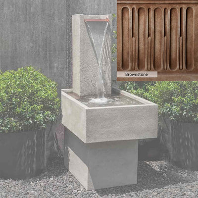 Brownstone Patina for the Campania International Falling Water Fountain III, brown blended with hints of red and yellow, works well in the garden.