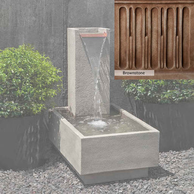 Brownstone Patina for the Campania International Falling Water Fountain IV, brown blended with hints of red and yellow, works well in the garden.