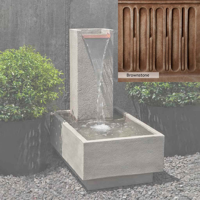 Brownstone Patina for the Campania International Falling Water Fountain IV, brown blended with hints of red and yellow, works well in the garden.