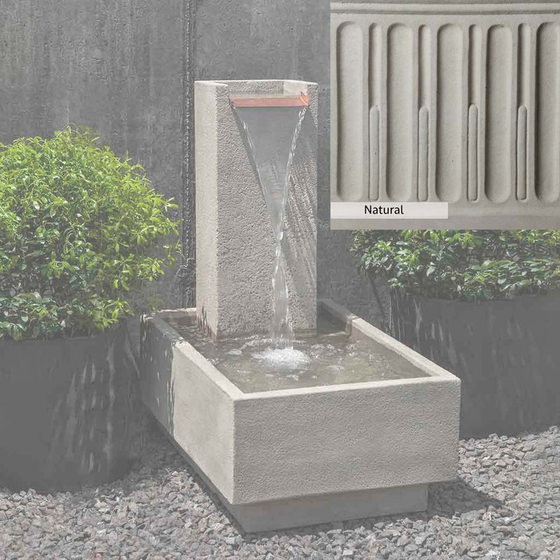 Natural Patina for the Campania International Falling Water Fountain IVis unstained cast stone the brightest and whitest that ages over time.