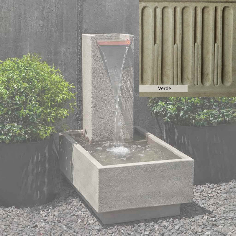 Verde Patina for the Campania International Falling Water Fountain IV, green and gray come together in a soft tone blended into a soft green.