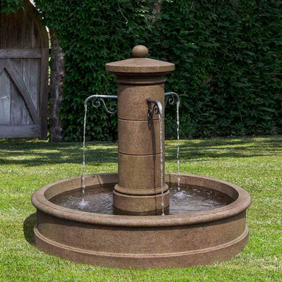 Campania International Avignon Fountain  is made of cast stone by Campania International and shown in the  Aged Limestone Patina