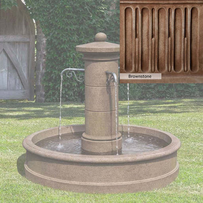 Brownstone Patina for the Campania International Avignon Fountain, brown blended with hints of red and yellow, works well in the garden.