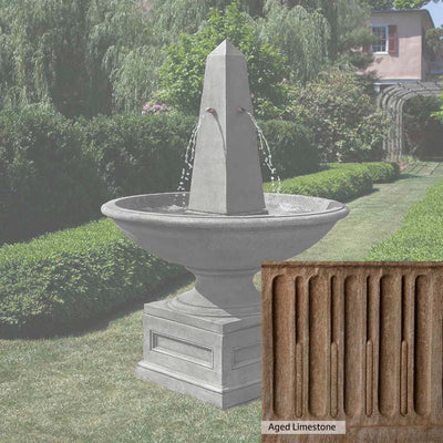 Aged Limestone Patina for the Campania International Condotti Obelisk Fountain, brown, orange, and green for an old stone look.